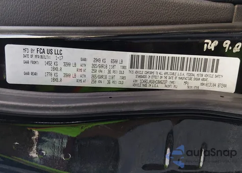 2017 Dodge Durango Sxt Awd z USA, uszkodzony, nr VIN 1C4RDJAG6HC806237